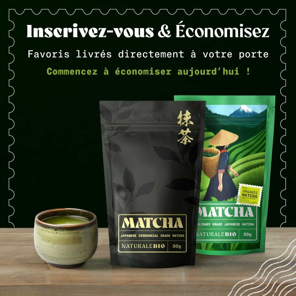 NaturaleBio Matcha Tee Pulver Bio - Premium-Qualität - 100g. Original Green Tea aus Japan. Japanischer ideal zum Trinken. Grüntee für Latte, Smoothies Getränk. Hergestellt in Uji, Kyoto.