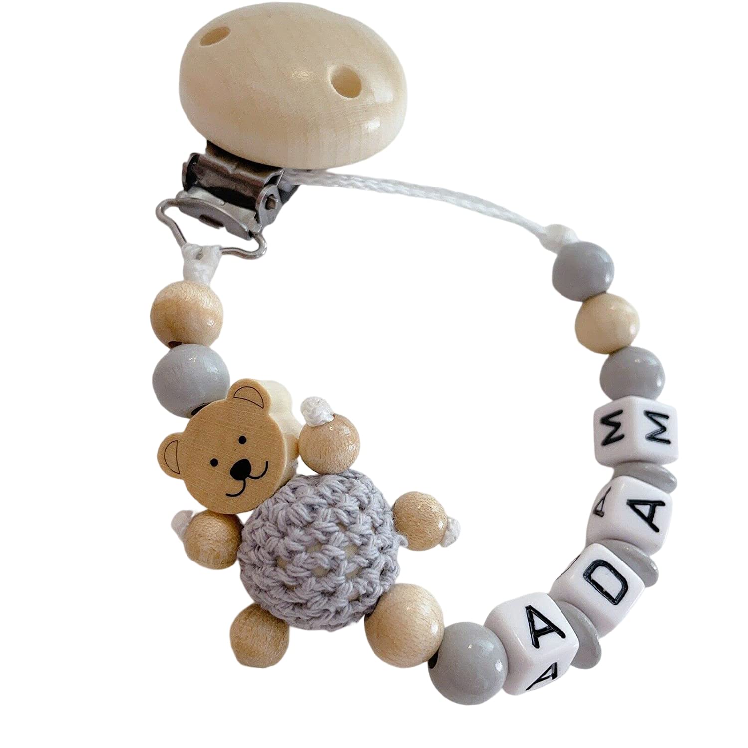 Schnullerband mit Namen für Mädchen & Jungen personalisierte Baby Geschenke (Reh Rosa)