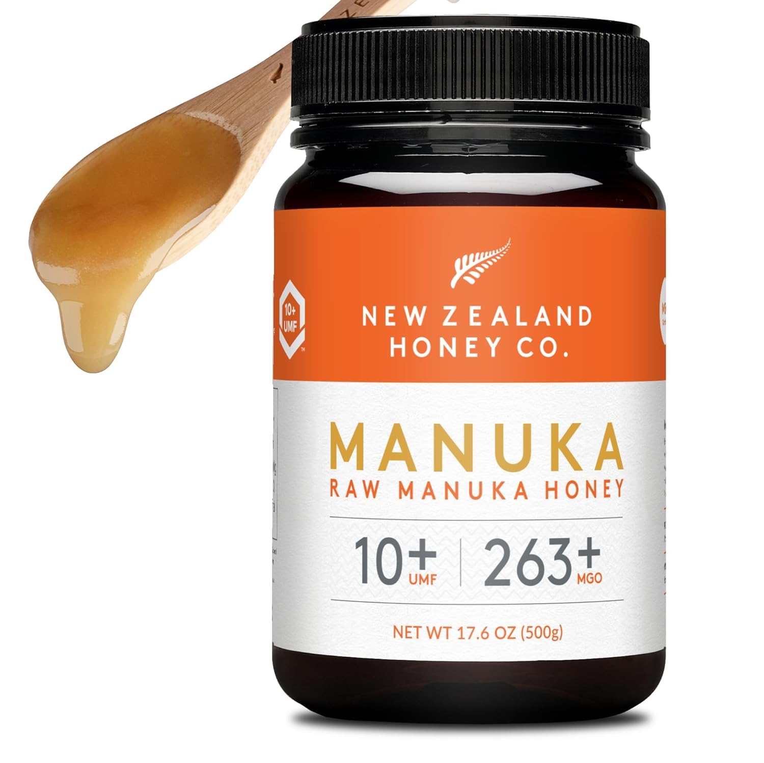 New Zealand Honey Co. Raw Manuka Honey UMF 10+ | MGO 263+, 17.6oz / 500g | Organic Medical Grade Manuka Honey for Daily Wellness, Skin Care & Dogs