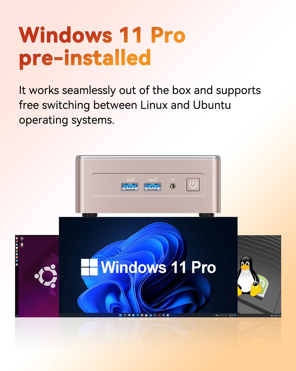 GEEKOM Air12 Mini PC for Business & WFH (2026), Intel 7505 (Up to 3.5GHz), 8GB RAM (Dual-Slot Upgradeable), 256GB M.2 SSD, 8K & Triple 4K Display, 3-Year Warranty, Windows 11 Pro Desktop Computer