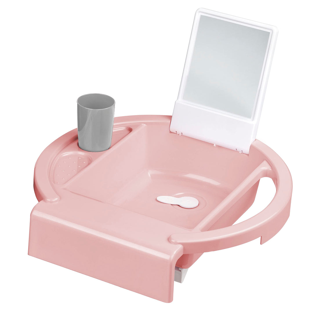 Rotho Babydesign Kiddy Wash - Kinderwaschbecken - Waschbecken - mobiles Kinderwaschbecken für die Badewanne - mit Spiegel- Ideal für Bad & Kinderzimmer grün