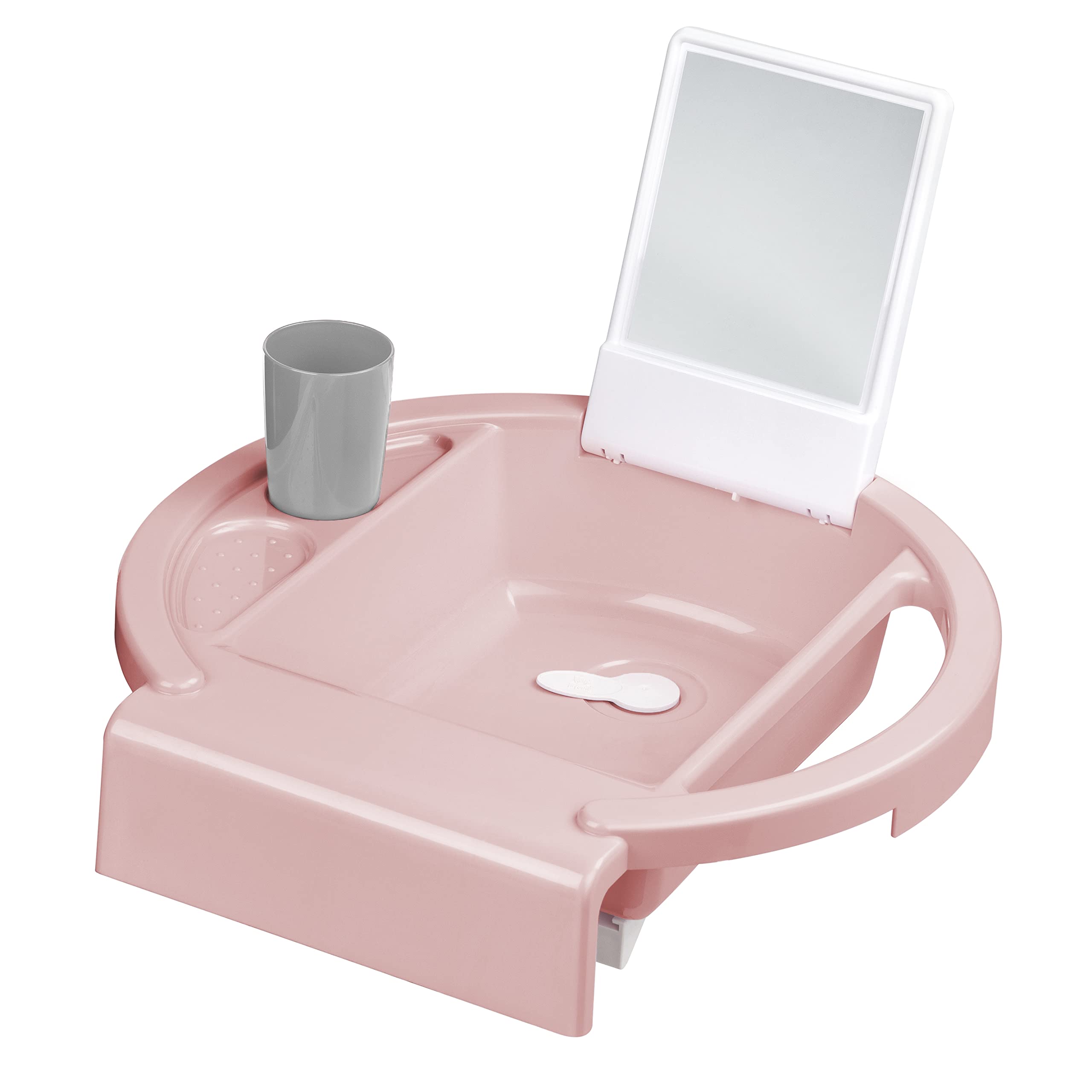 Rotho Babydesign Kiddy Wash - Kinderwaschbecken - Waschbecken - mobiles Kinderwaschbecken für die Badewanne - mit Spiegel- Ideal für Bad & Kinderzimmer grün