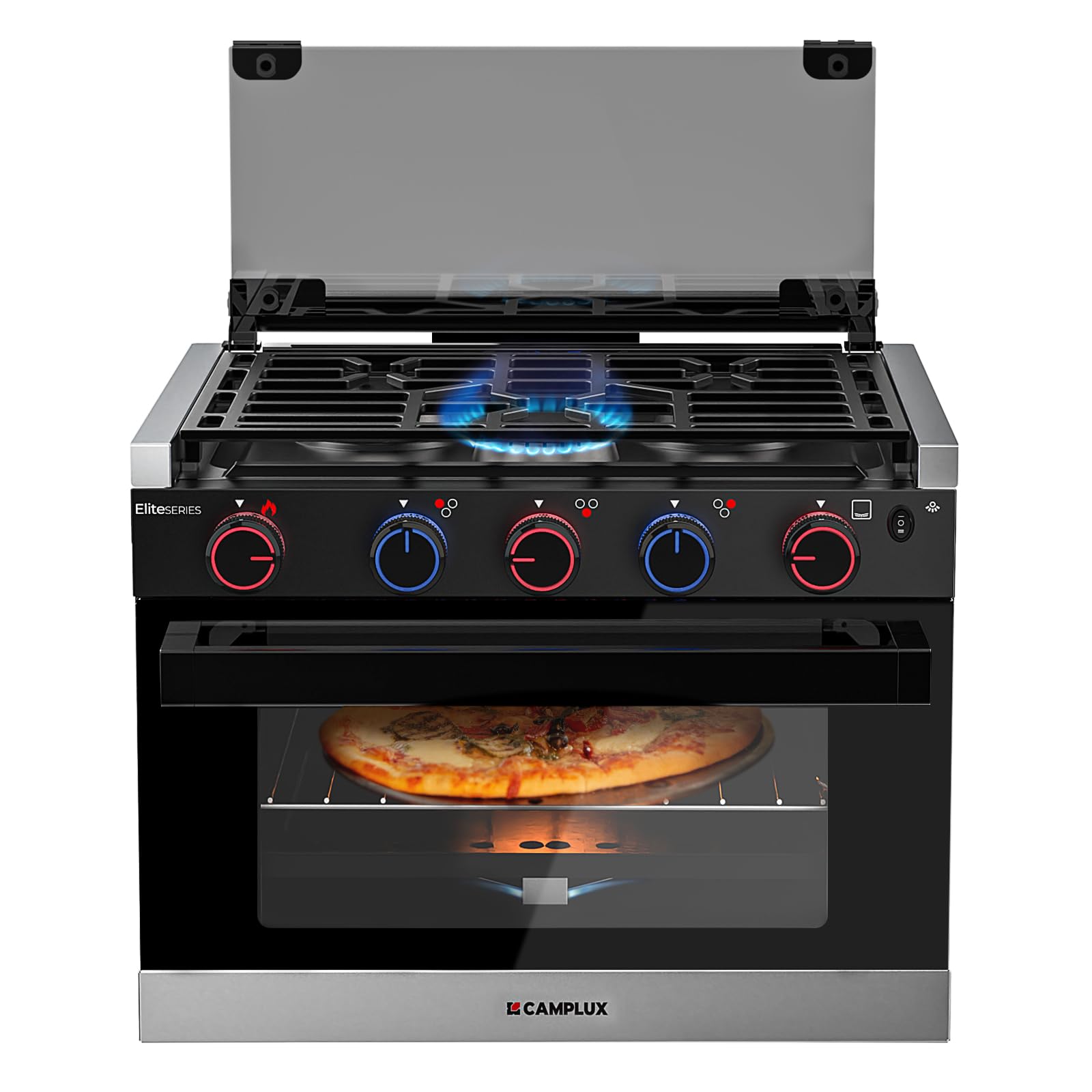 CAMPLUX Classic RV Stove Propane Range 21 Inches, Propane Oven with 3 Burners Cooktop for RV, RV Oven Stove Combo 28,100 BTU/Hr, Stainless Steel RGS21MSF