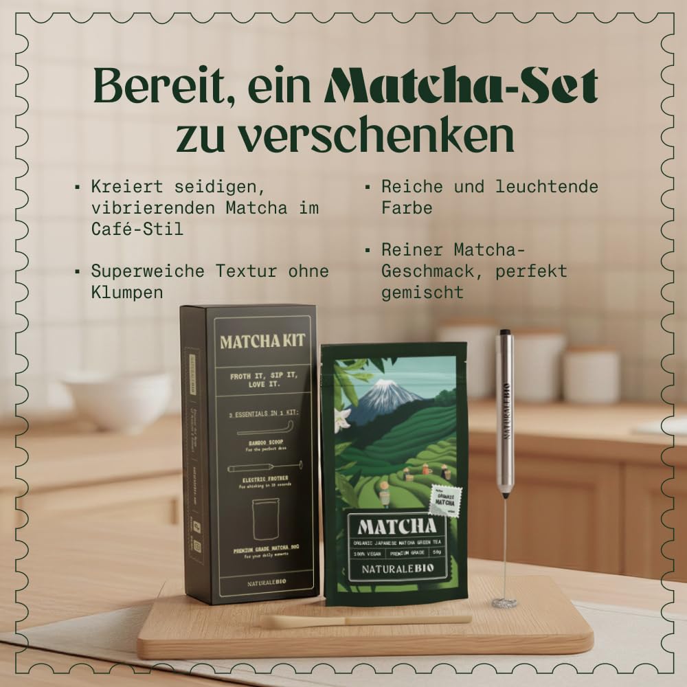 NaturaleBio Matcha Tee Pulver Bio - Premium-Qualität - 100g. Original Green Tea aus Japan. Japanischer ideal zum Trinken. Grüntee für Latte, Smoothies Getränk. Hergestellt in Uji, Kyoto.