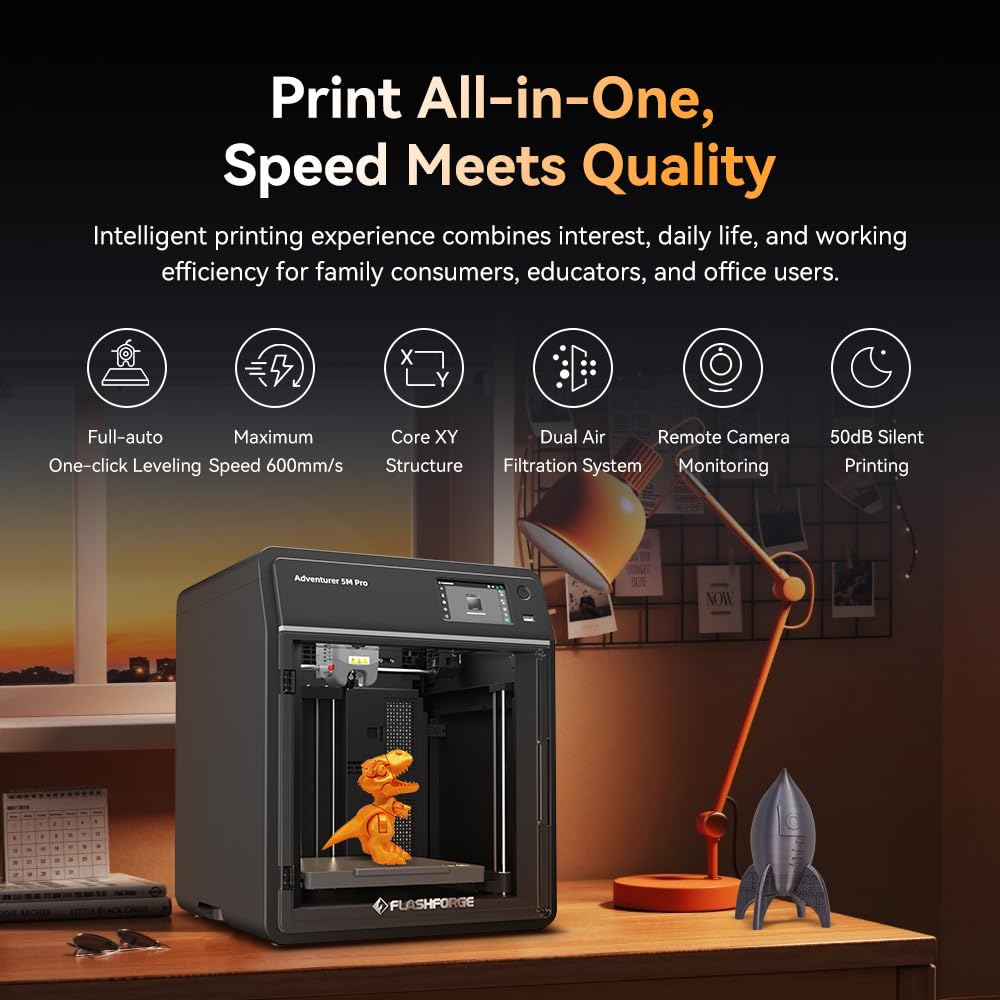 FLASHFORGE AD5X Multi-Material 3D Printer 4-Color Printing, 600mm/s Speed 1-Click Print with DIY IFS Creations, Full-Auto Calibration & Filament Backup, AD5X- Multi-Color Productivity Booster