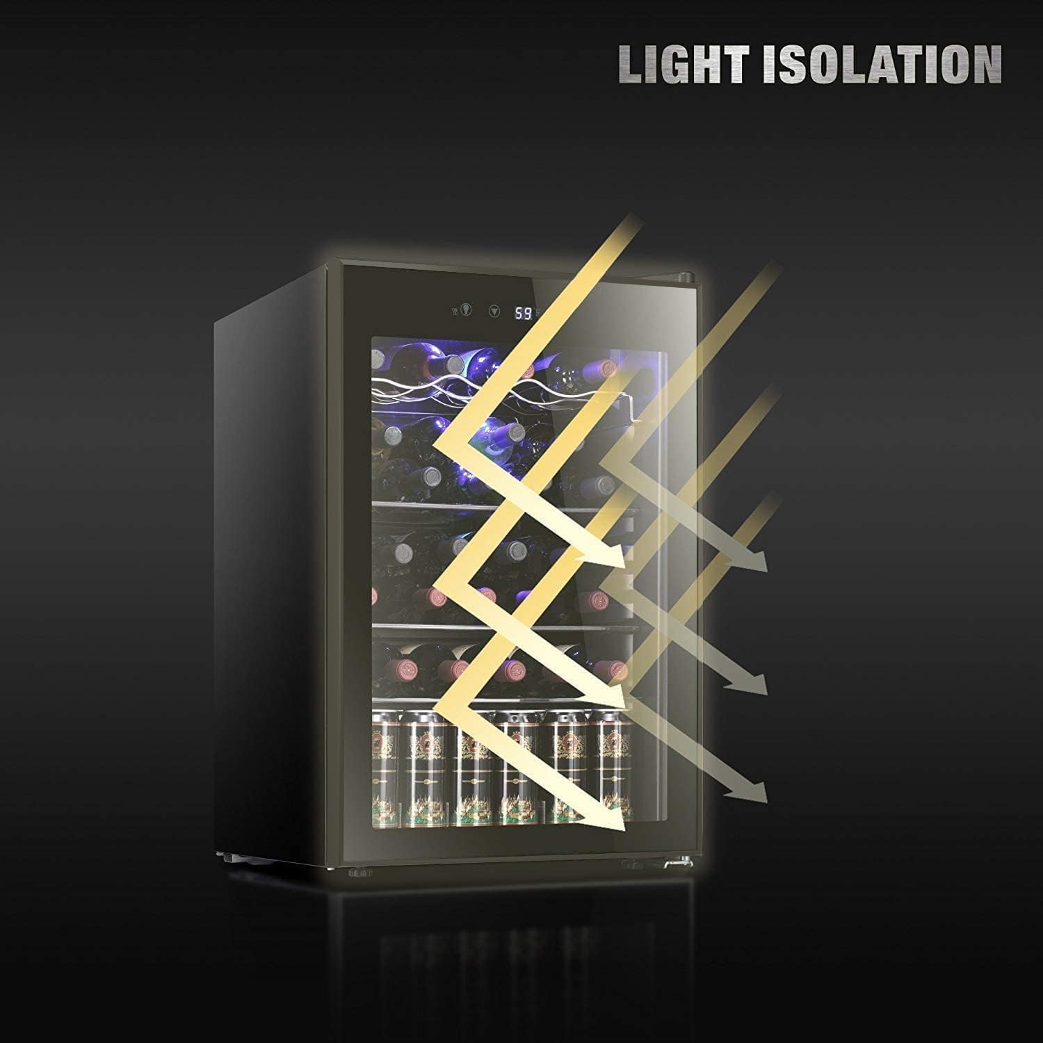 Antarctic Star Wine Cooler, Beverage Refrigerator, 16 Bottle Freestanding Quiet Wine Cellar Front Glass Door for Home and Bar, Digital Temp Control, 1.71 Cu.Ft.