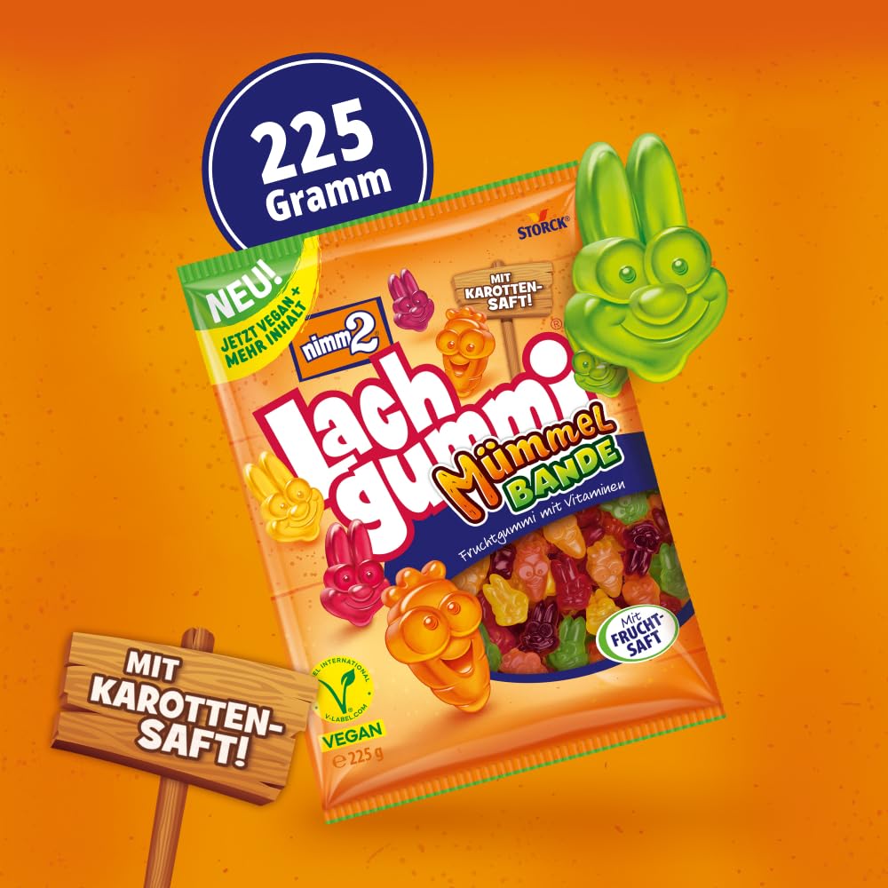 nimm2 Lachgummi Happies – 1 x 325 g – Fruchtgummis mit Fruchtsaft und Vitaminen – Süßigkeit in sechs Geschmacksrichtungen