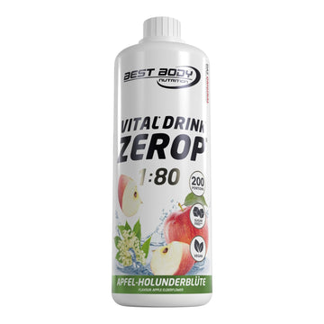 Best Body Nutrition ZEROP Vital Zuckerfreies Getränkekonzentrat Sirup Kirsche Ohne Aspartam 1 L ergibt 80 L Getränk Fitness Drink mit Vitaminen B1 B6 Niacin Kalorienarm Wassersprudler
