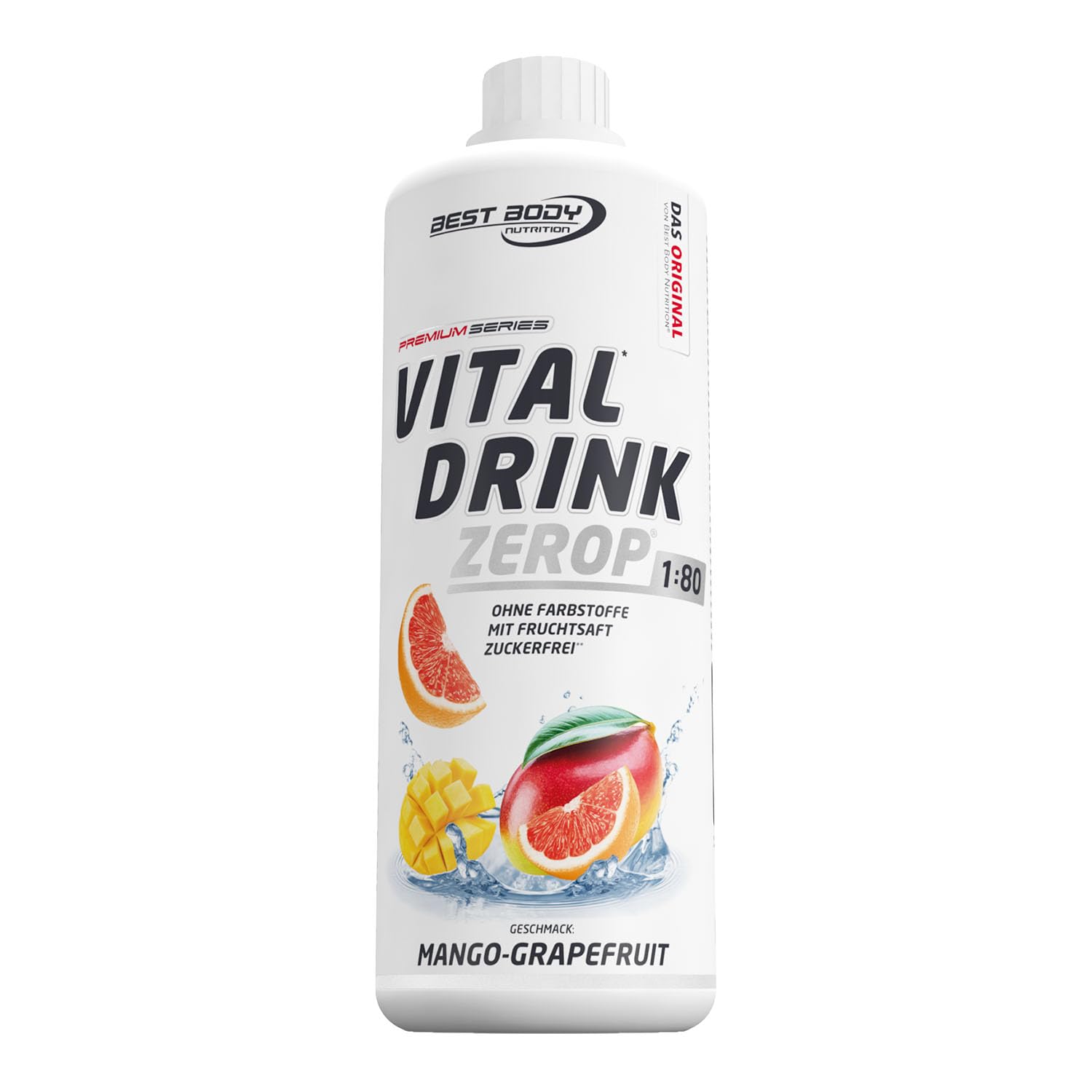 Best Body Nutrition ZEROP Vital Zuckerfreies Getränkekonzentrat Sirup Kirsche Ohne Aspartam 1 L ergibt 80 L Getränk Fitness Drink mit Vitaminen B1 B6 Niacin Kalorienarm Wassersprudler