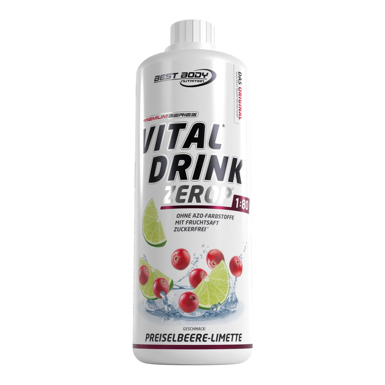 Best Body Nutrition ZEROP Vital Zuckerfreies Getränkekonzentrat Sirup Kirsche Ohne Aspartam 1 L ergibt 80 L Getränk Fitness Drink mit Vitaminen B1 B6 Niacin Kalorienarm Wassersprudler