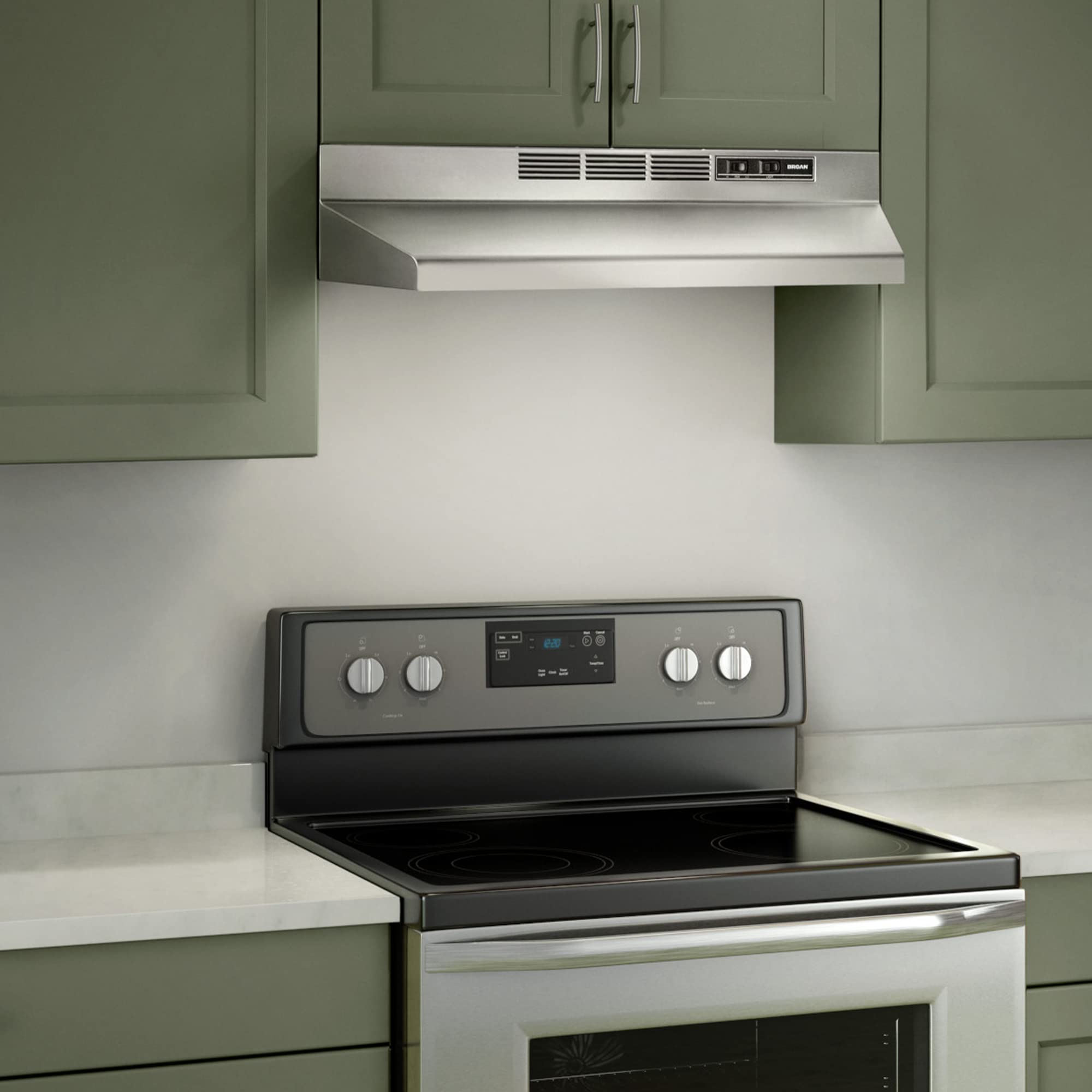Broan-NuTone 413001 Non-Ducted Ductless Range Hood with Lights Exhaust Fan for Under Cabinet, 30-Inch, White