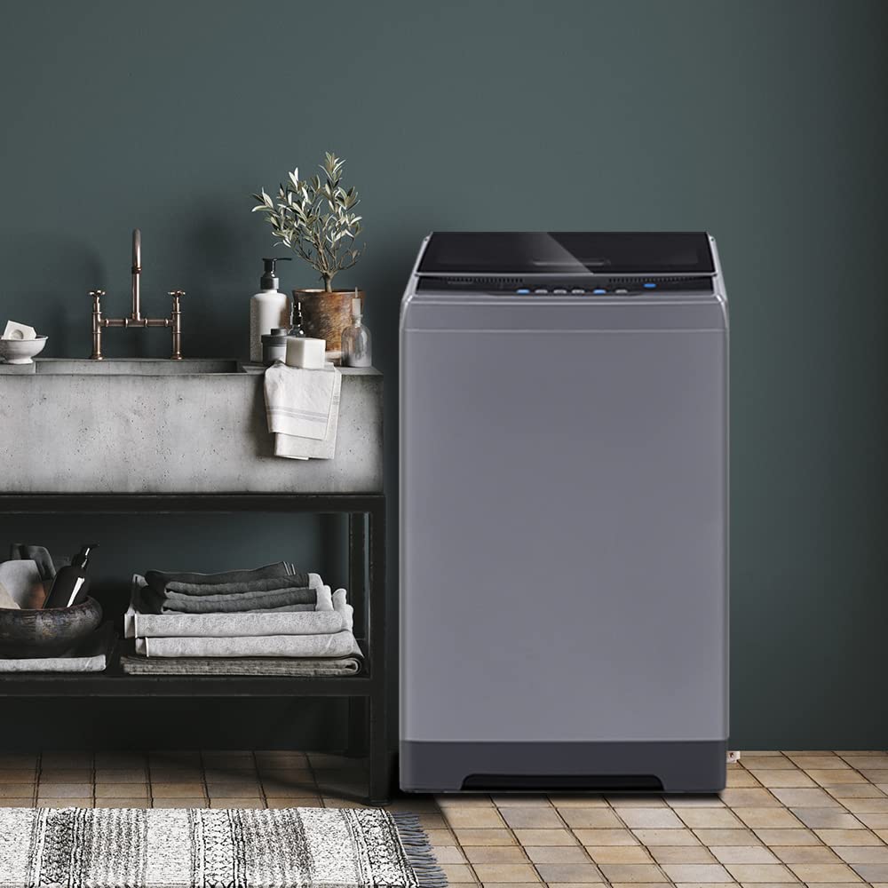 COMFEE' Portable Washing Machine, 0.9 cu.ft Compact Washer With LED Display, 5 Wash Cycles, 2 Built-in Rollers, Space Saving Full-Automatic Washer