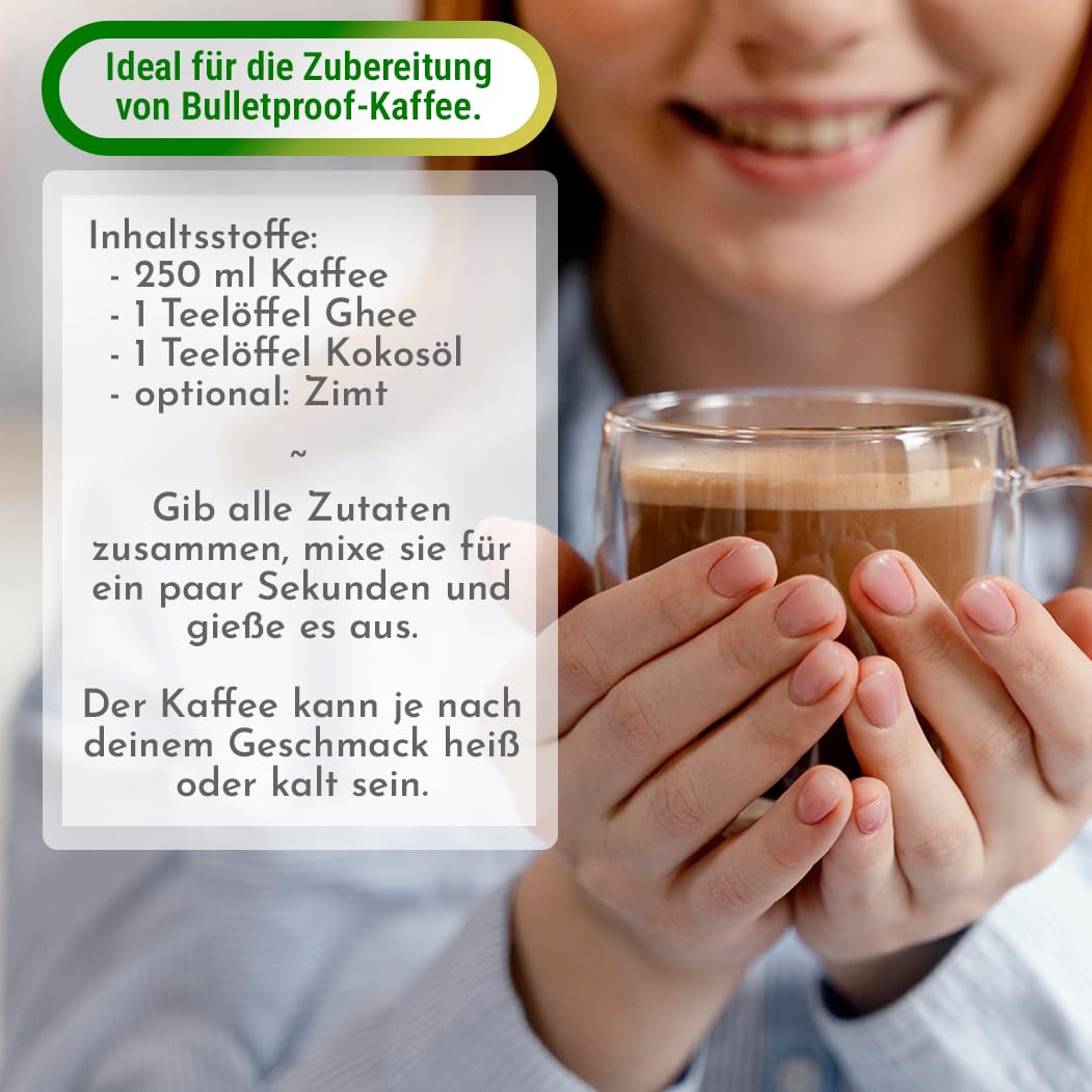 Exponatura Bio-Ghee - Geklärte Butter nach alter ayurvedischer Rezeptur - nur aus der Milch von Weidekühen - laktosefrei, extrem bekömmlich (500 g, Ghee)
