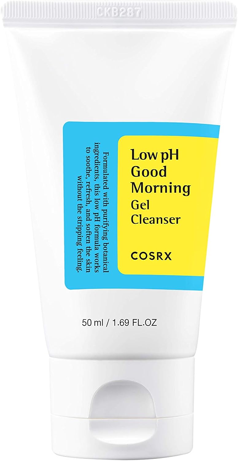 COSRX Low pH Good Morning Gel Cleanser 1.7 fl.oz / 50ml | TSA Approved Travel Size Mild Face Cleanser | Korean Skin Care for Acne Prone Skin, PH Balancing, Anti Acne, Breakouts Treatment