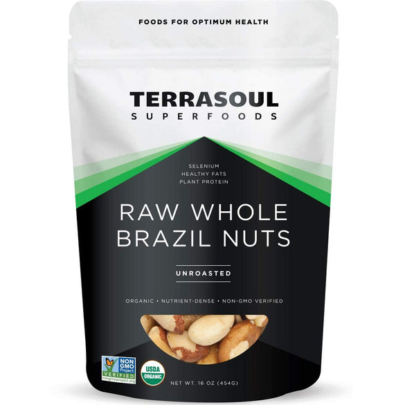 Terrasoul Superfoods Organic Brazil Nuts, 1 Lb - Raw | Unsalted | Rich in Selenium