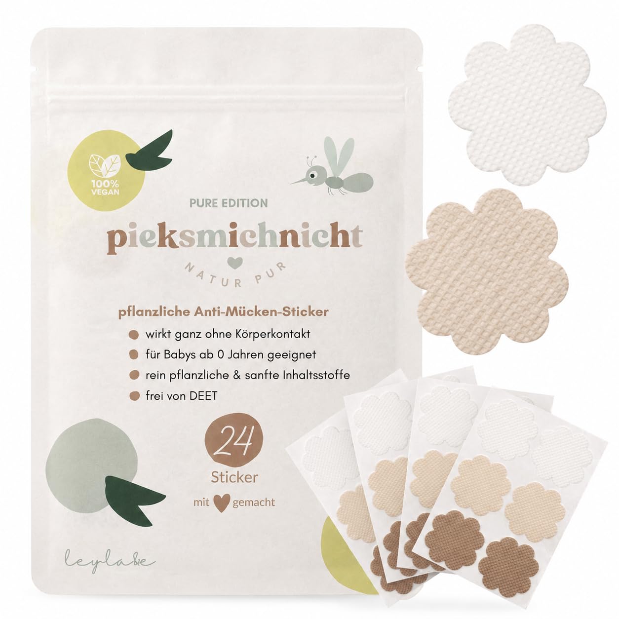 Pflanzliche Anti-Mücken-Aufkleber für Babys und Kinder Mückenschutz Insektenschutz Mückensticker Patches Pflaster DEET frei (Cool Kids Club)