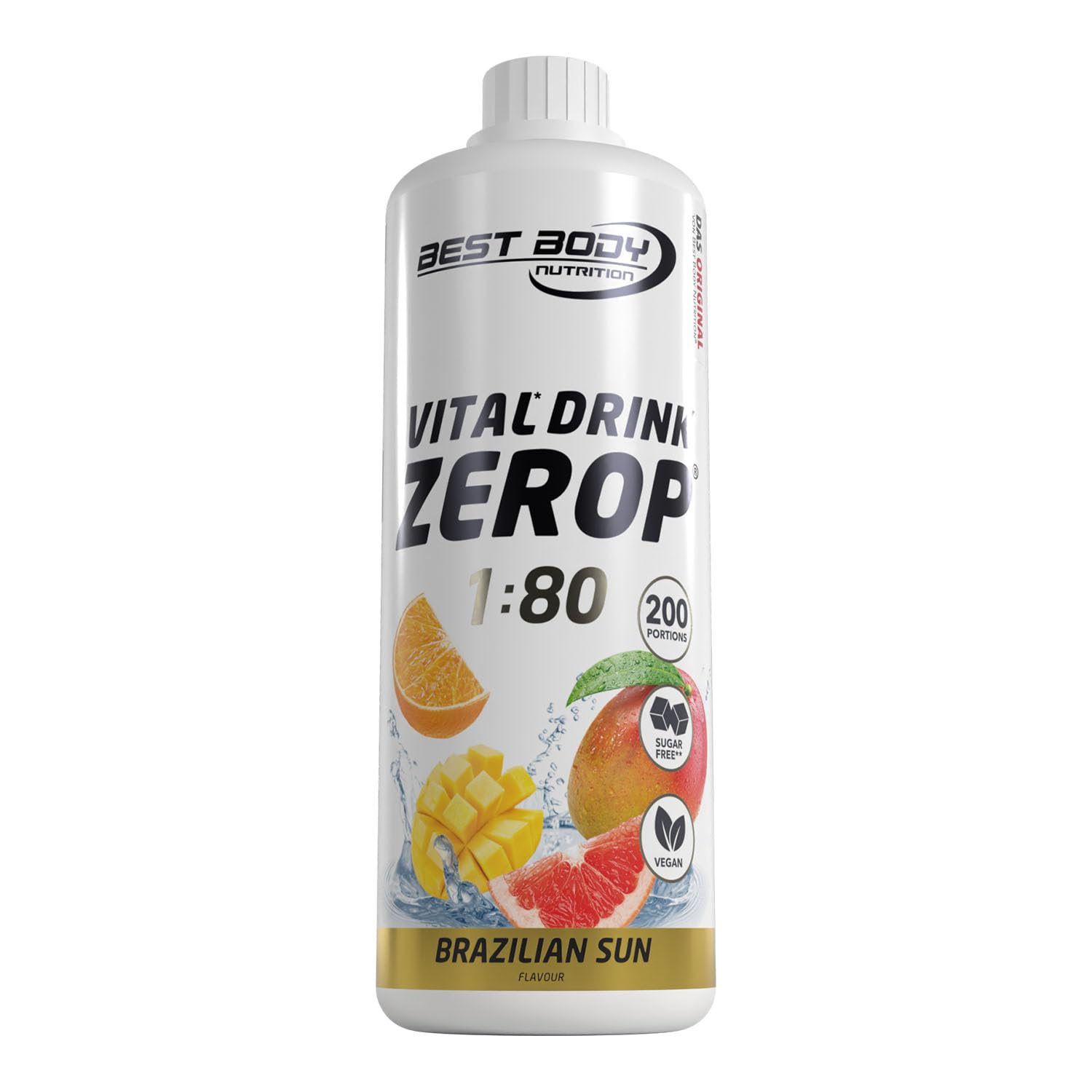 Best Body Nutrition ZEROP Vital Zuckerfreies Getränkekonzentrat Sirup Kirsche Ohne Aspartam 1 L ergibt 80 L Getränk Fitness Drink mit Vitaminen B1 B6 Niacin Kalorienarm Wassersprudler