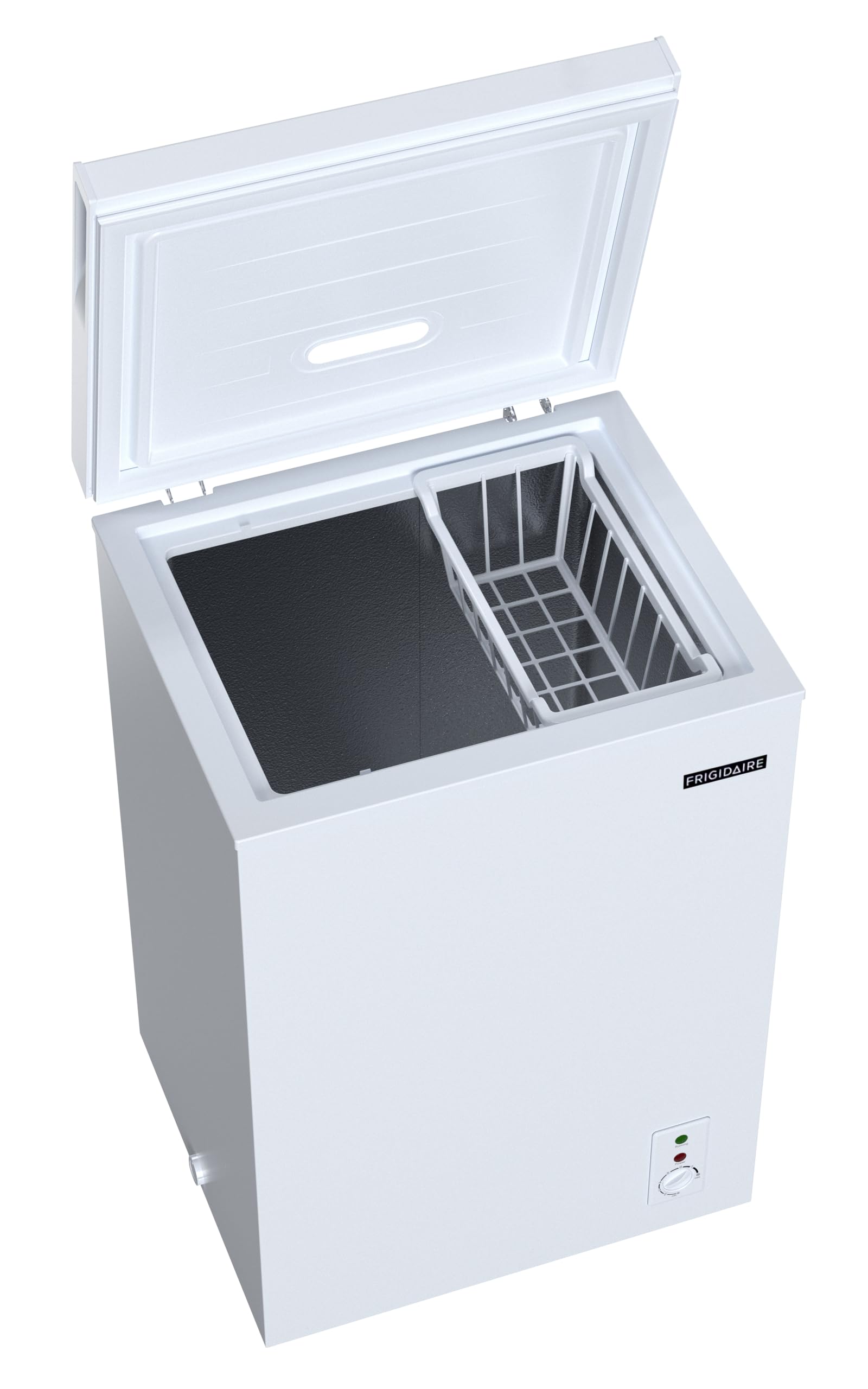 FRIGIDAIRE EFRF7003-BLACK Chest Deep Freezer, 7 Cu. Ft, Black Adjustable Thermostat-Removable Vinyl Coated Wire Basket-Easy Defrost Drain
