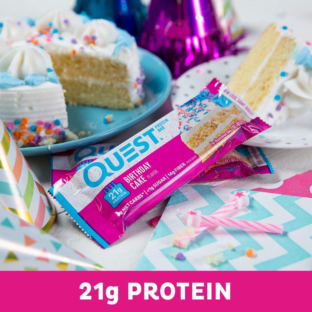 Quest Nutrition Chocolate Chip Dough Cookie Protein Bars, 21g Protein, 1g Sugar, 4g Net Carbs, High Fiber, Gluten Free, Keto-Friendly, 12 Count