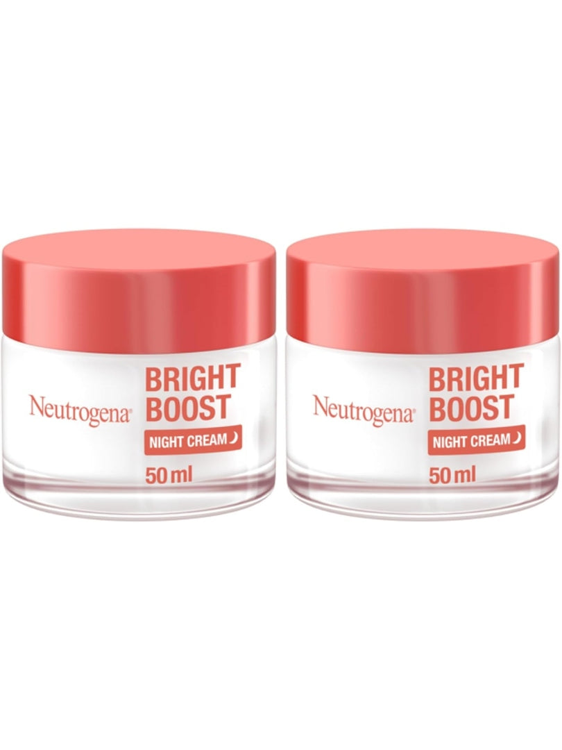 Neutrogena Bright Boost Night Gel Cream, 50ml, energizes dull skin, non-comedogenic, alcohol-free, formulated with Neoglucosamine for brighter, smoother skin
