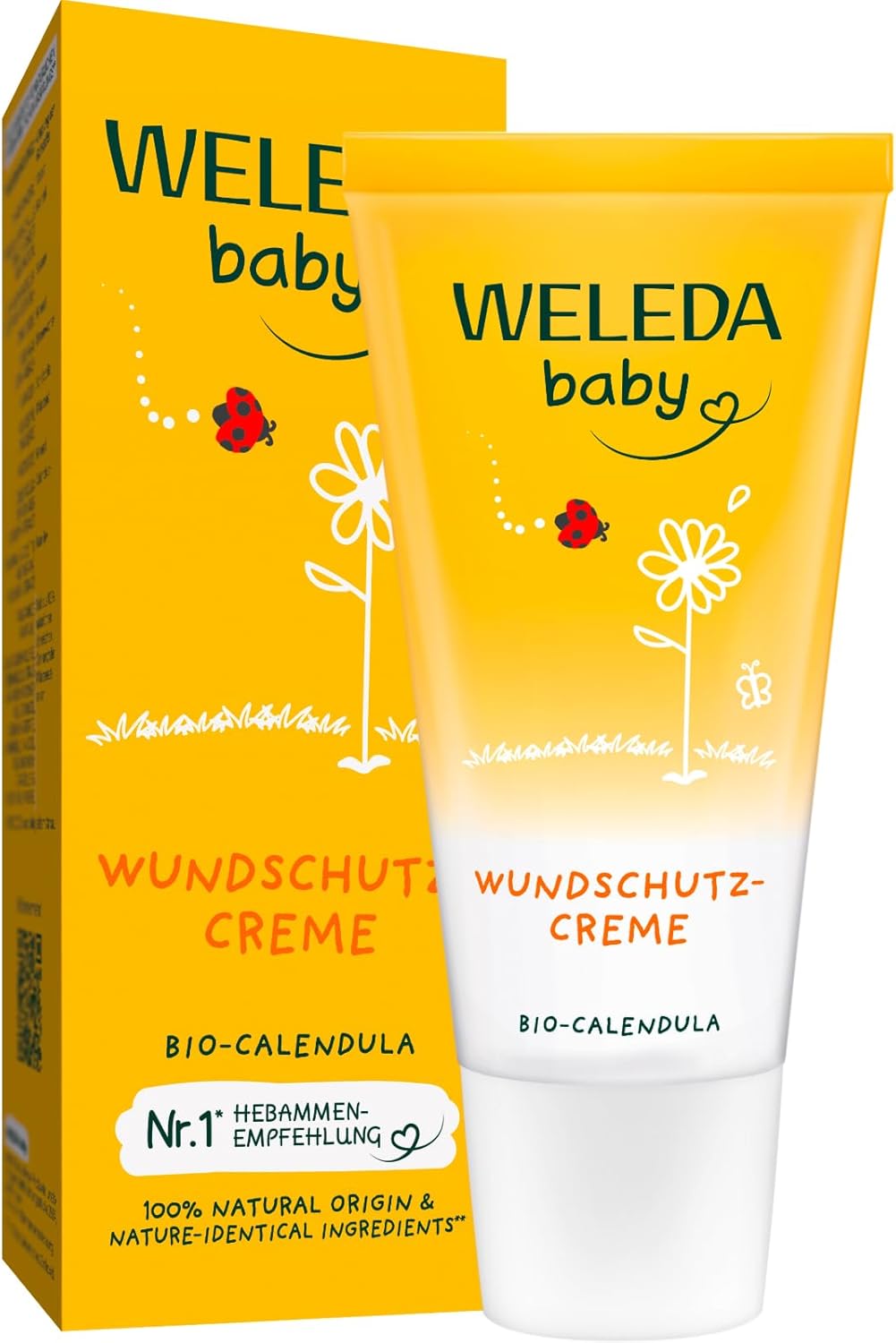 WELEDA Bio Baby Calendula Wundschutzcreme 75ml - Naturkosmetik Wundsalbe / Babycreme für den Schutz empfindlicher Baby Haut im Windelbereich. Hilft bei Rötungen, gereizter Haut und Wundsein