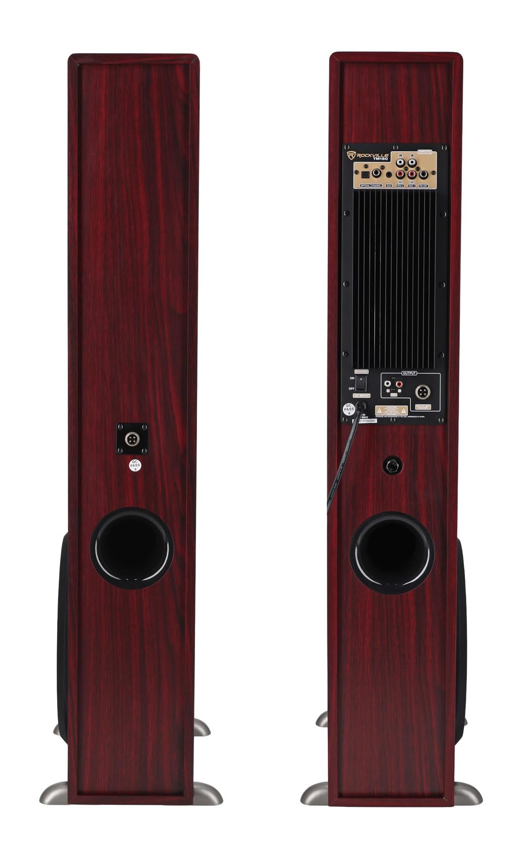 Rockville TM150D Powered Home Theater Tower Speaker System, Dark Wood, 1000W, 10" Subwoofers, Bluetooth, USB/SD Playback, FM Radio, Remote Control, Karaoke Ready, Perfect for Home Entertainment