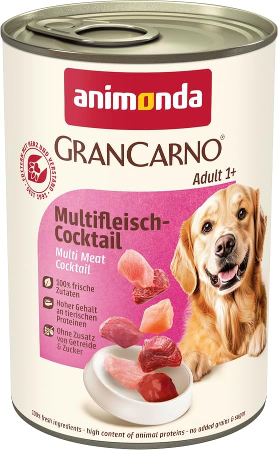animonda GranCarno Adult Deftige Variation (6 x 800 g), Hundenassfutter für ausgewachsene Tiere, Nassfutter für Hunde mit 100% frischen, fleischlichen Zutaten, Hundefutter ohne Getreide