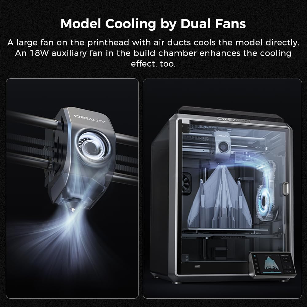 Creality K1C 3D Printer, 3D Printers with 600mm/s Fast Printing Speed, Support Carbon Fiber Filament 300℃ High-Temp Print, Auto Leveling and Clog-Free Direct Extruder 8.66x8.66x9.84 inch
