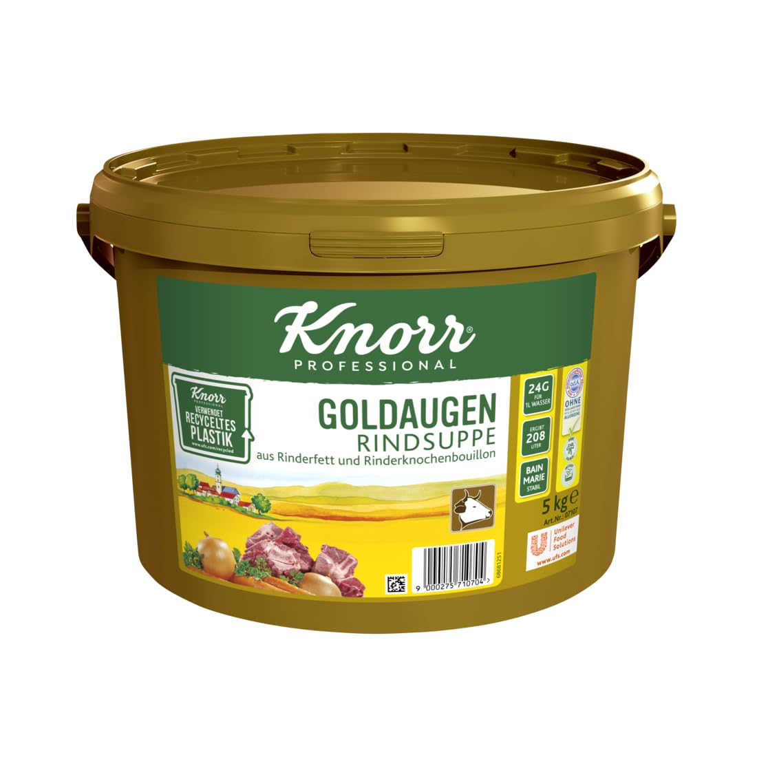 Knorr Goldaugen Rindsuppe (vielseitig anwendbare Rinderbrühe, authentischer Geschmack und idealer Suppenspiegel) 1er Pack (1 x 1 kg)
