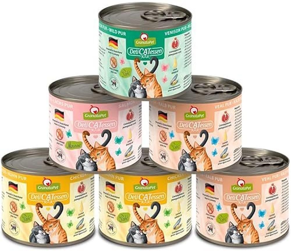 GranataPet DeliCatessen Huhn PUR, Nassfutter für Katzen, Futter ohne Getreide & ohne Zuckerzusätze, Katzenfutter mit hohem Fleischanteil & hochwertigen Ölen, 6 x 400 g