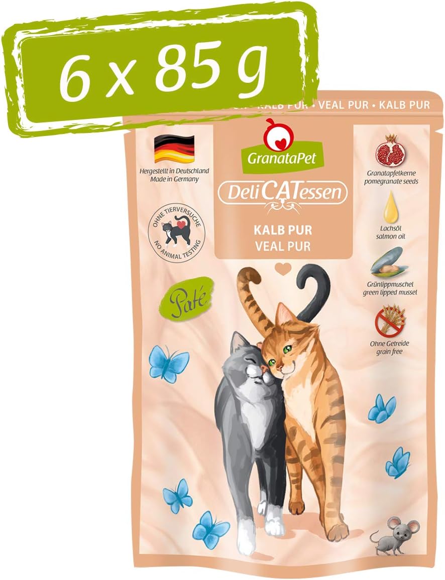 GranataPet DeliCatessen Huhn PUR, Nassfutter für Katzen, Futter ohne Getreide & ohne Zuckerzusätze, Katzenfutter mit hohem Fleischanteil & hochwertigen Ölen, 6 x 400 g