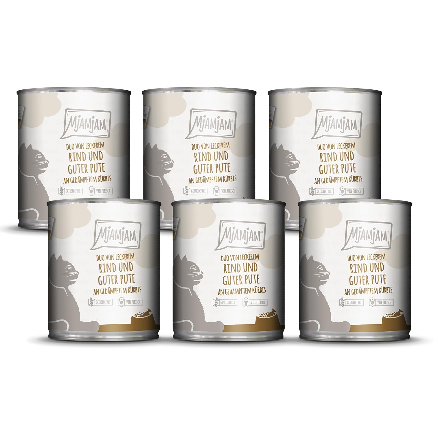 MjAMjAM - Premium Nassfutter für Katzen - saftiges Huhn an leckeren Möhrchen, 6er Pack (6 x 400 g), getreidefrei mit extra viel Fleisch