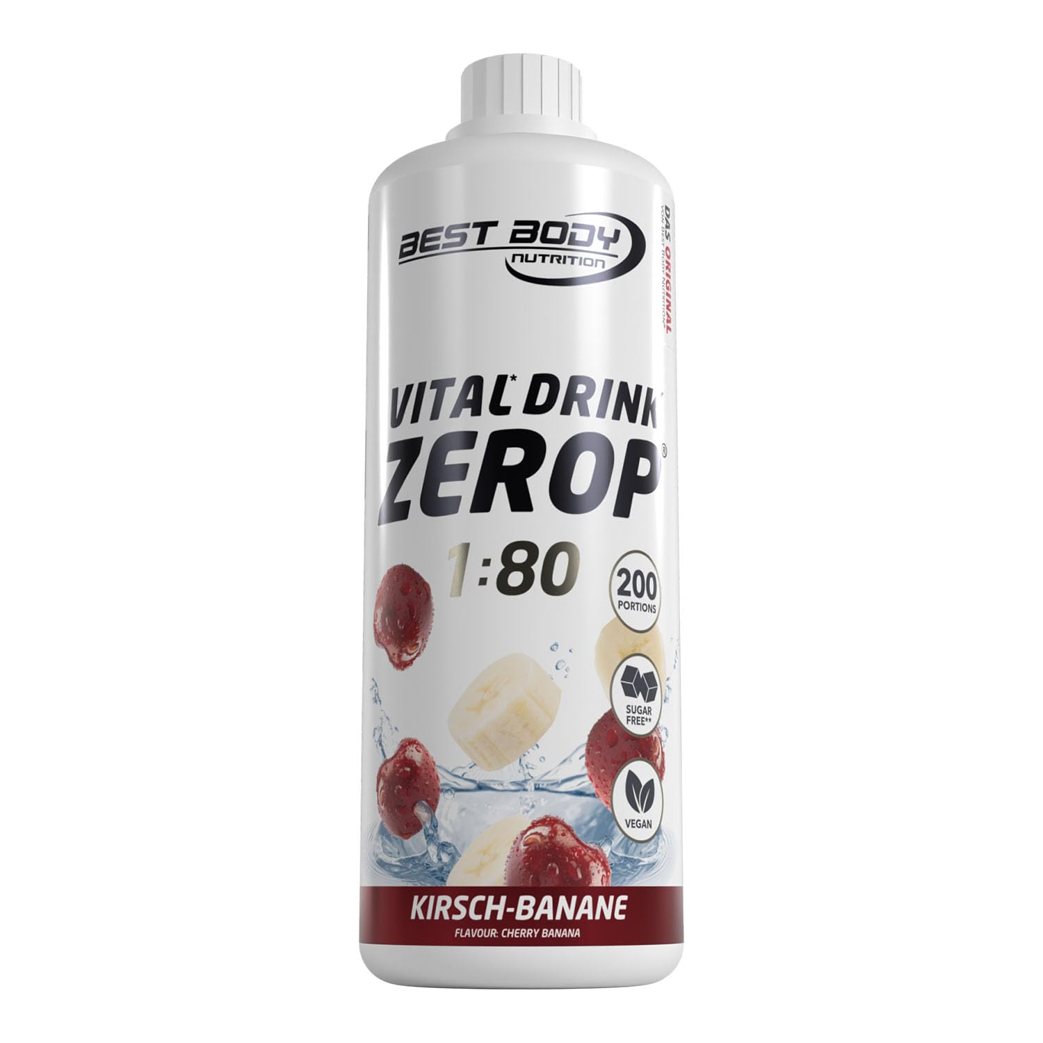 Best Body Nutrition ZEROP Vital Zuckerfreies Getränkekonzentrat Sirup Kirsche Ohne Aspartam 1 L ergibt 80 L Getränk Fitness Drink mit Vitaminen B1 B6 Niacin Kalorienarm Wassersprudler