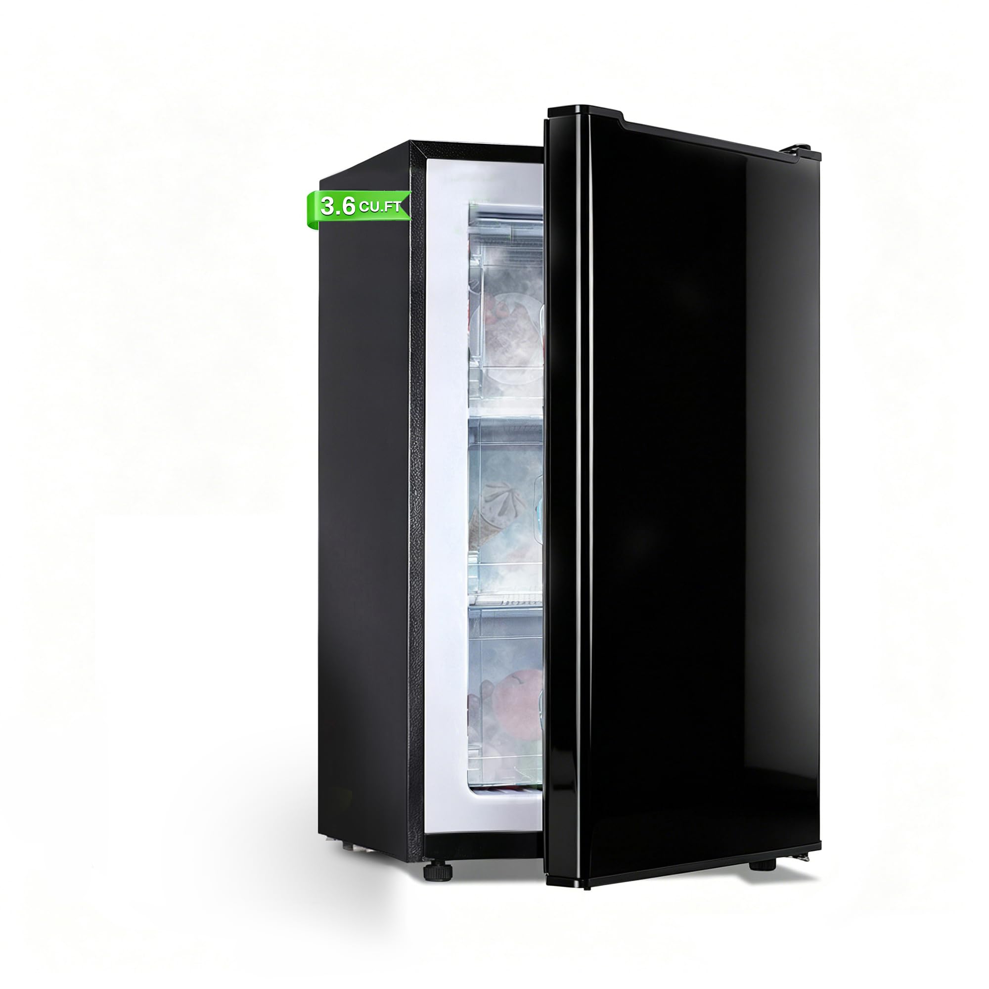 Mini Upright freezer 3.6 Cubic Feet Mini Freezer, Single Door Compact Freezer with Reversible Stainless Steel Door, 3-Speed Temperature Adjustment Small freezer for Home, Glossy Silver