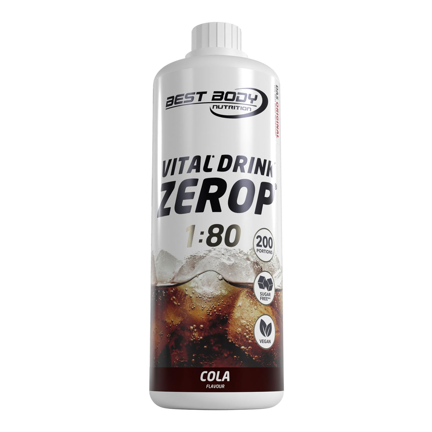 Best Body Nutrition ZEROP Vital Zuckerfreies Getränkekonzentrat Sirup Kirsche Ohne Aspartam 1 L ergibt 80 L Getränk Fitness Drink mit Vitaminen B1 B6 Niacin Kalorienarm Wassersprudler