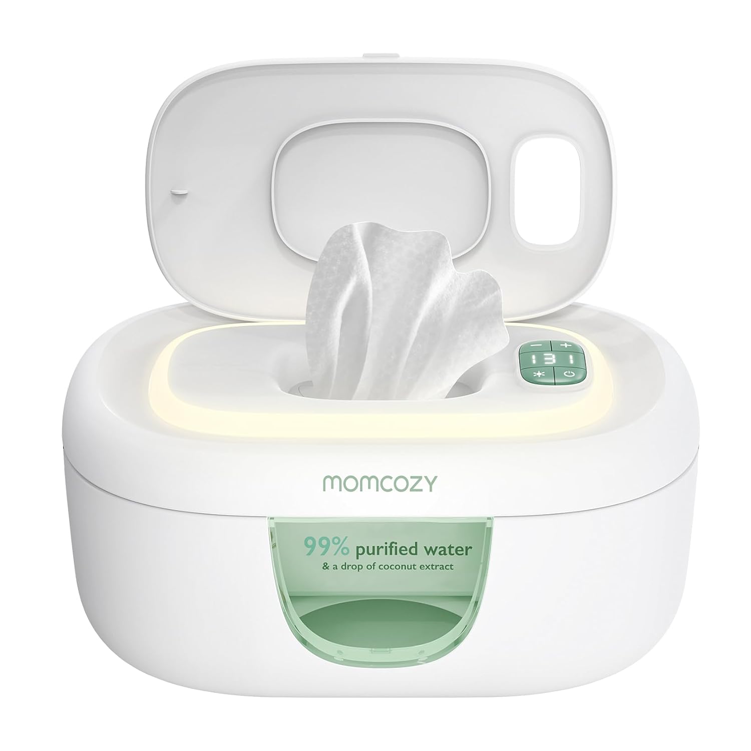 Momcozy Feuchttuch Wärmer, Federdesign, Feuchttücher Box mit großem Fassungsvermögen, schnelles und gleichmäßiges Erwärmen, Temperaturregelung mit 4 Heizmodi, Feuchttuchwärmer mit Nachtlicht