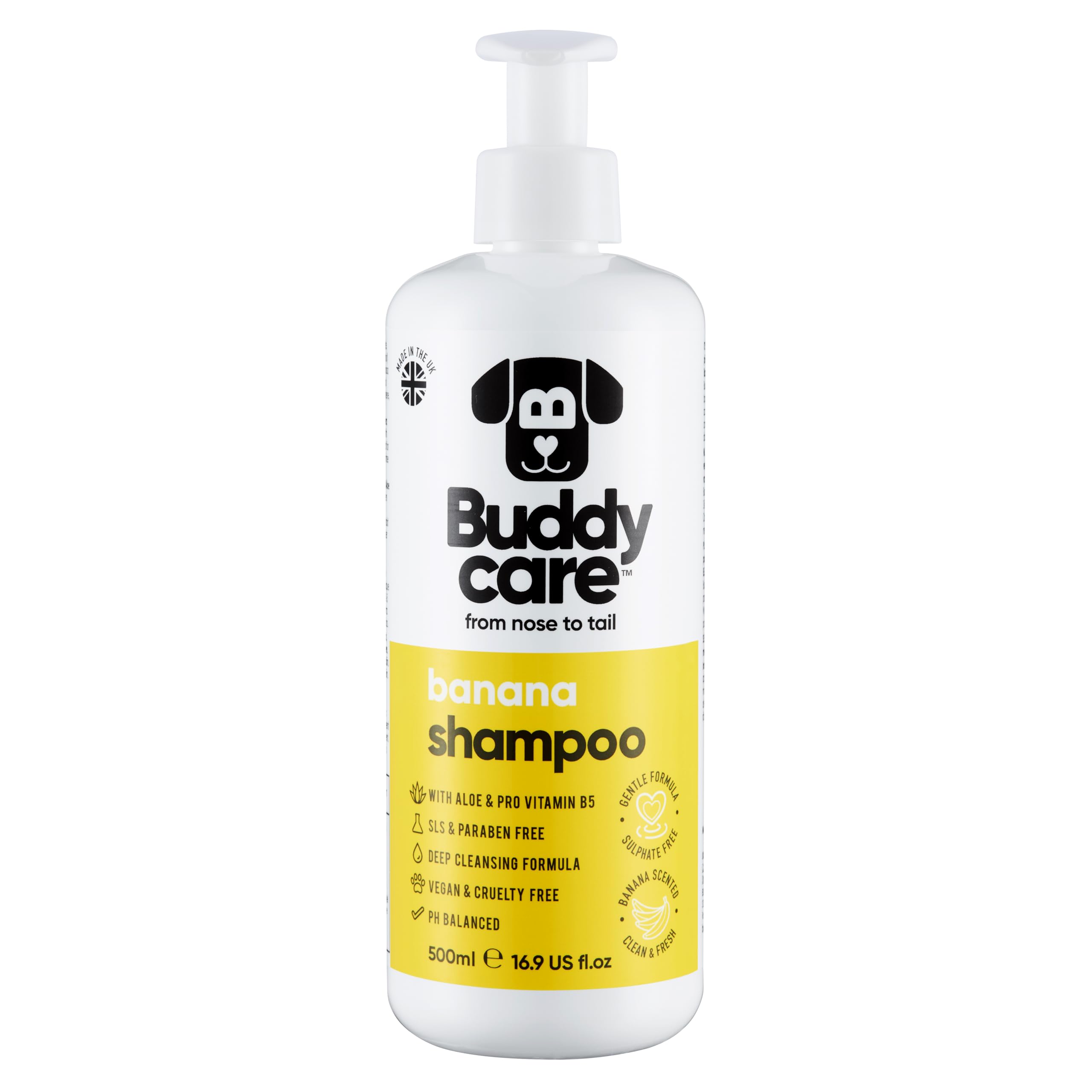 2in1 Hundeshampoo und Conditioner von Buddycare (500ml) - Praktisches Hundeshampoo langhaar und welpen Shampoo Mit Aloe Vera und Pro-Vitamin B5 Rückfettendes Shampoo Für Alle Hunderassen