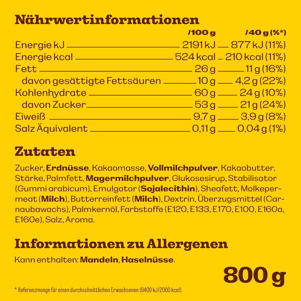 M&M’s Peanut Großpackung Schokolade, Knackige Schokolinsen mit bunter Zuckerhülle als Süßigkeiten, Party-Mix, 1 x 800 g, Für Weihnachten oder als Adventskalender Süßigkeiten