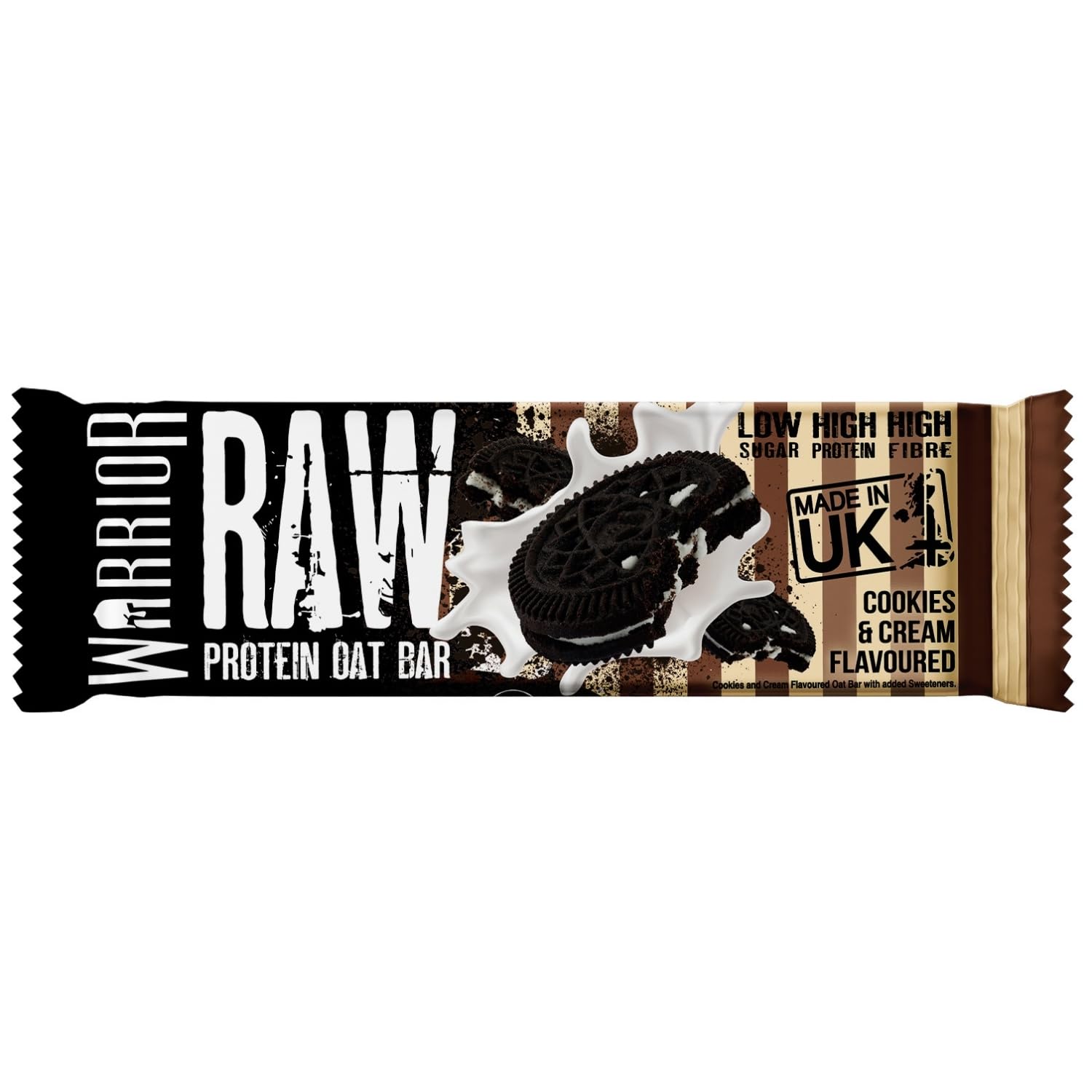 Warrior Raw Proteinriegel 12 x 75 g – Ballaststoffreicher Haferriegel mit Protein, High Protein Snack ohne Zucker, Natürlicher Haferflocken Riegel mit Präbiotika – Schoko-Brownie