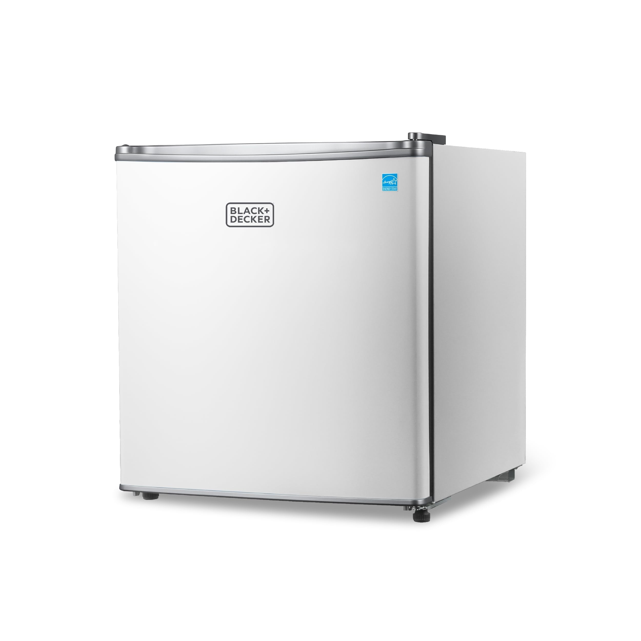 BLACK+DECKER 1.7 Cu. Ft. Compact Refrigerator, ENERGY STAR Certified, Single Door Mini Fridge with Chiller Compartment, Personal Fridge for Home or Dorm Room, R600a Refrigerant, BCRK17W, White