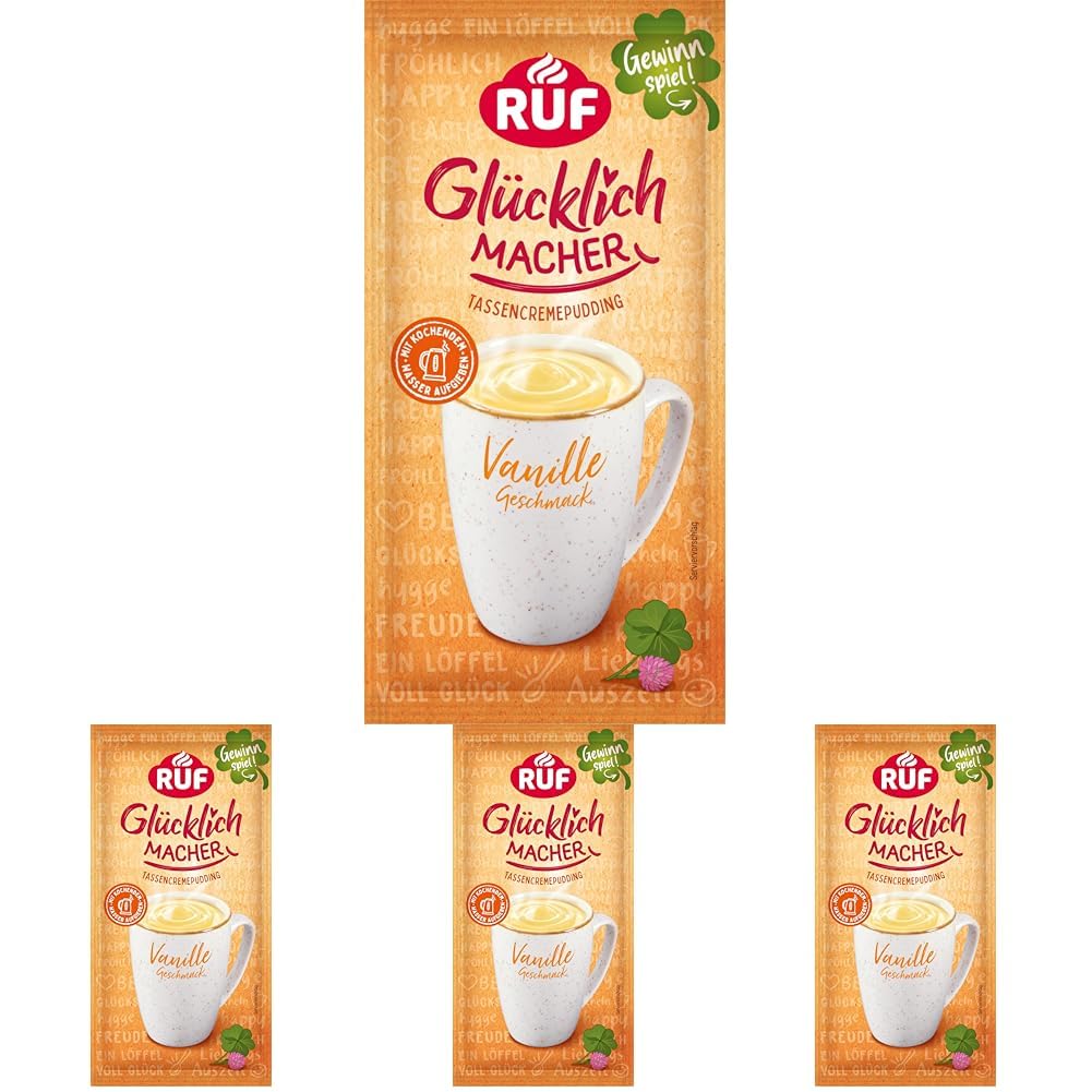 RUF Glücklichmacher Tassenpudding Schokolade, Cremepudding für schnelle Desserts, Tassencremepudding, nur Wasser hinzufügen, 1 x 59g Beutel