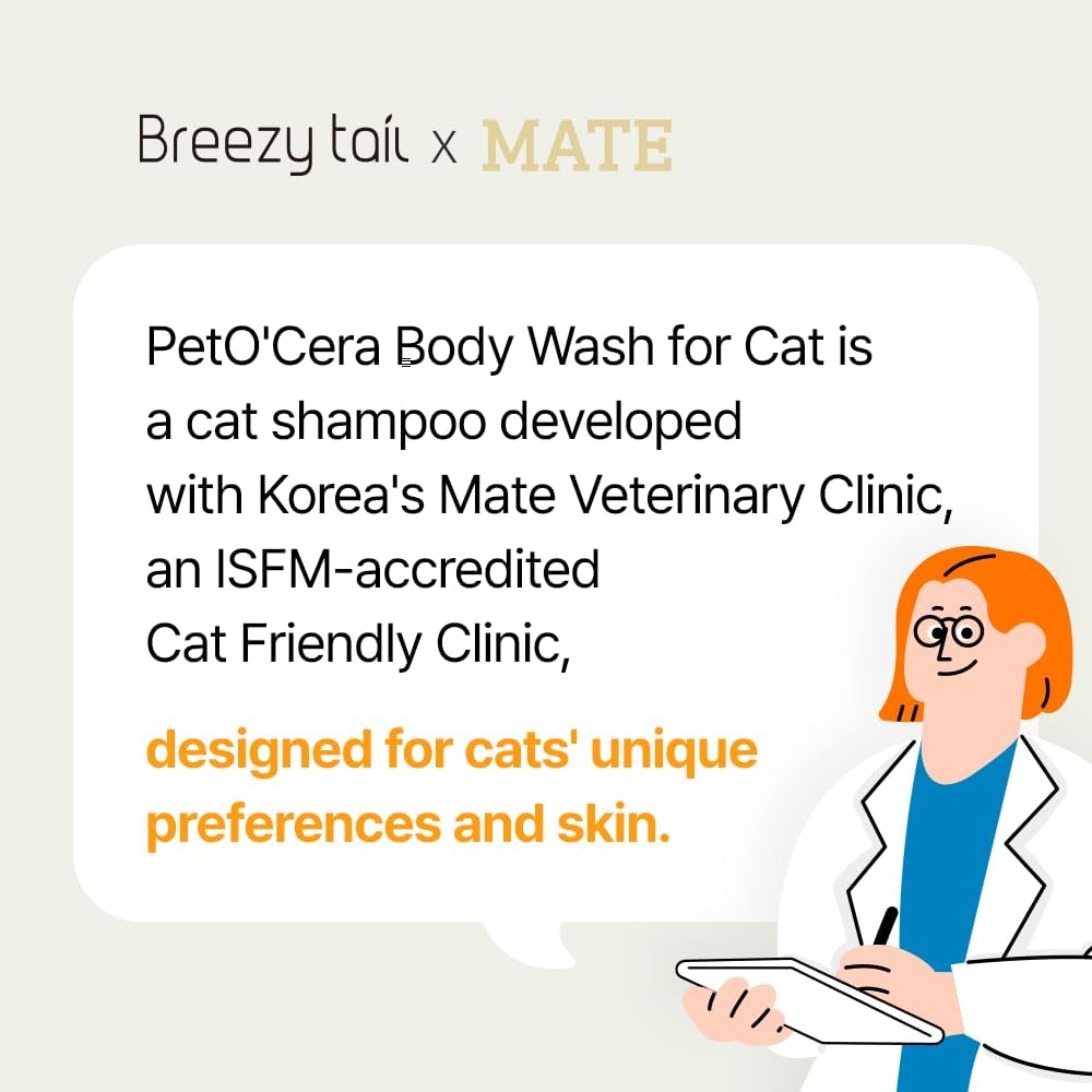 PetO'Cera Katzenshampoo | Hypoallergenes Haut- und Fellpflege-Körperwaschgel für Katzen|Linderung von Juckreiz, feuchtigkeitsspendend und verjüngend|Vom Tierarzt zugelassenes und formuliertes| 10,1 oz