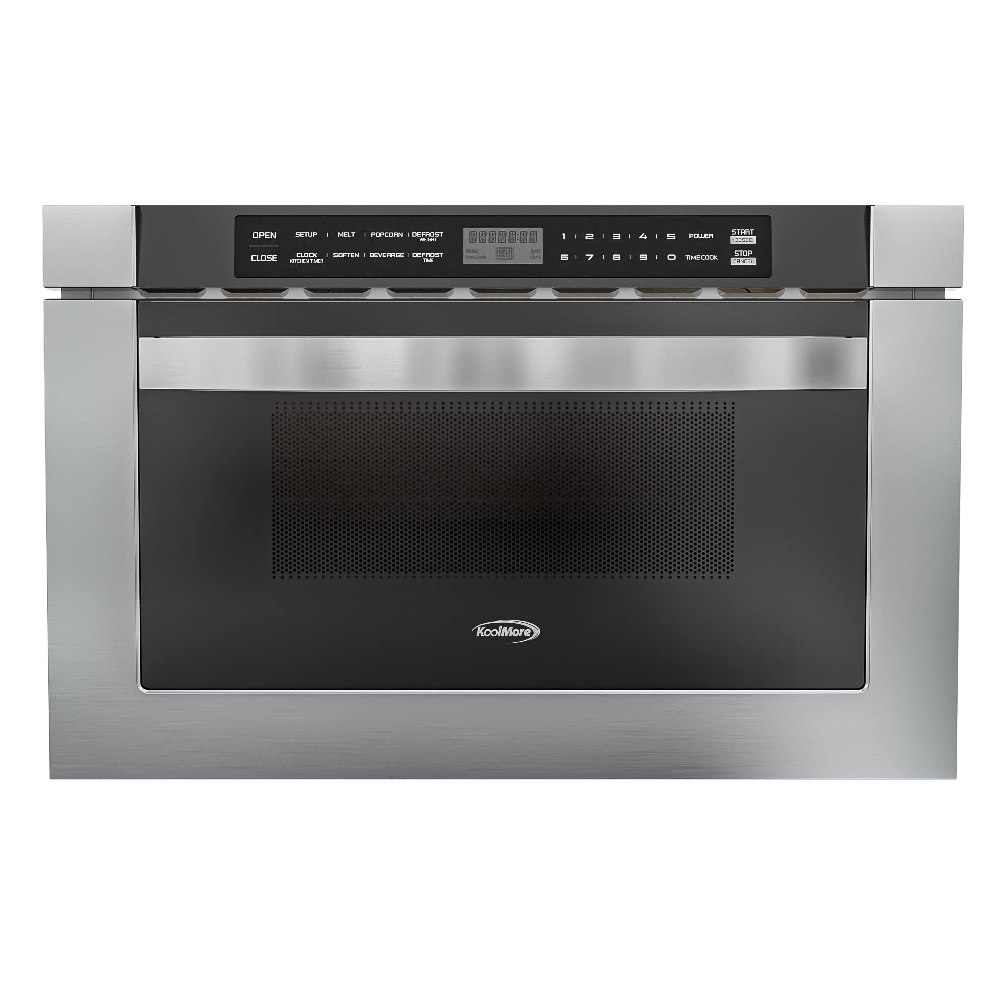KoolMore Reserve Built-in Microwave Convection Oven with Air Fry, 3-in-1 Combo, Sensor Cook, Soft-Close Door, Stainless Steel, 24 in. / 1.6 cu. ft. with NEMA 5-20P Plug in Black