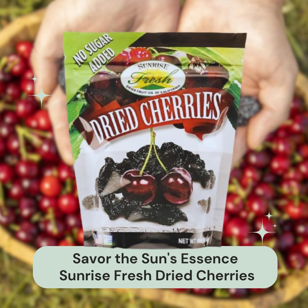 Sunrise Fresh Dried Sweet Cherries, Unsweetened, No Sugar Added, Fresh Fruit Flavor, 1 lb Bag