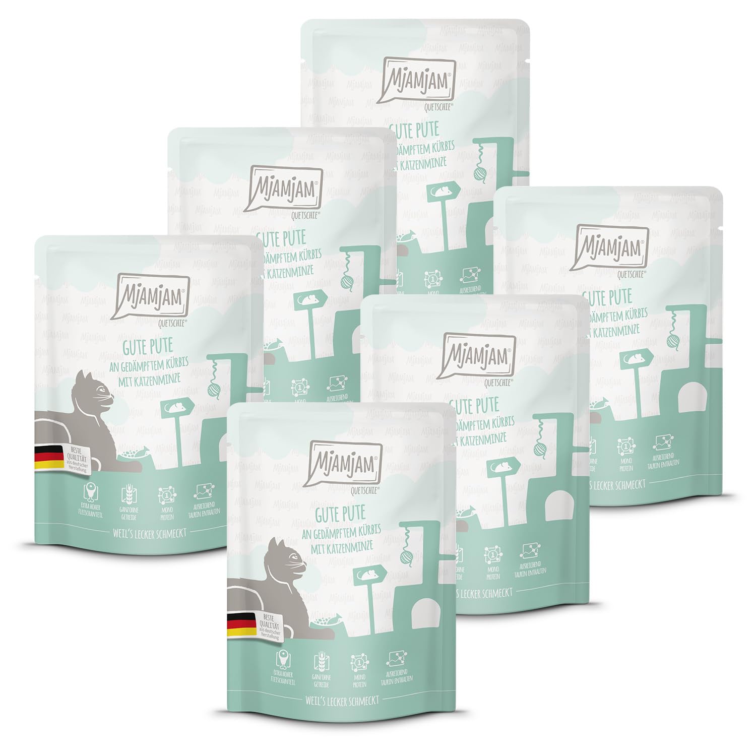 MjAMjAM - Premium Nassfutter für Katzen - saftiges Huhn an leckeren Möhrchen, 6er Pack (6 x 400 g), getreidefrei mit extra viel Fleisch