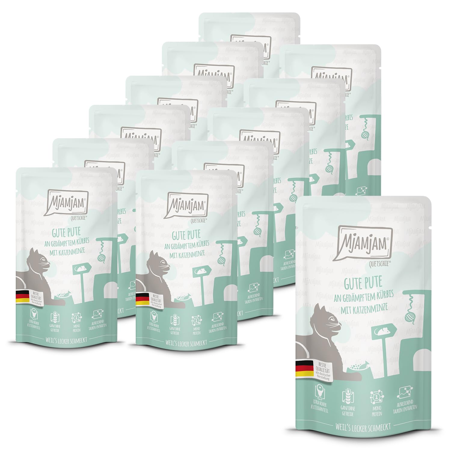 MjAMjAM - Premium Nassfutter für Katzen - saftiges Huhn an leckeren Möhrchen, 6er Pack (6 x 400 g), getreidefrei mit extra viel Fleisch