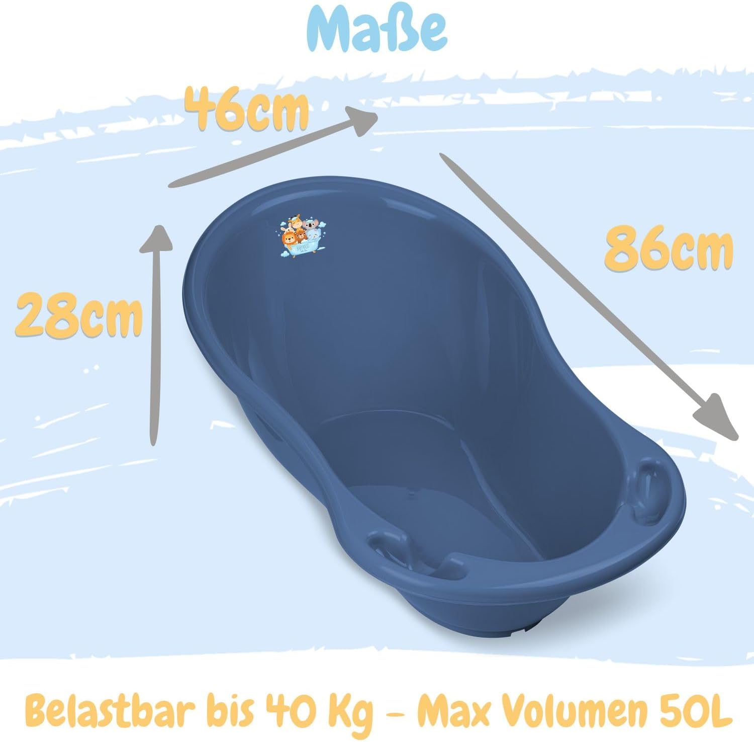 Baby Badewanne mit Gestell 4 Set TÜV Rheinland zertifiziert! Babybadewannen + Baby Badewannensitz +Abfluss + Gestell - Babywanne mit Ständer! Baby Pflegeset für Neugeborene.