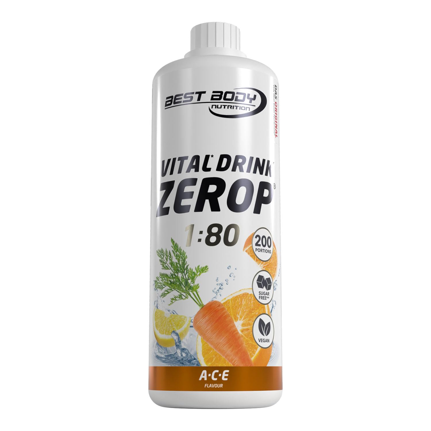 Best Body Nutrition ZEROP Vital Zuckerfreies Getränkekonzentrat Sirup Kirsche Ohne Aspartam 1 L ergibt 80 L Getränk Fitness Drink mit Vitaminen B1 B6 Niacin Kalorienarm Wassersprudler