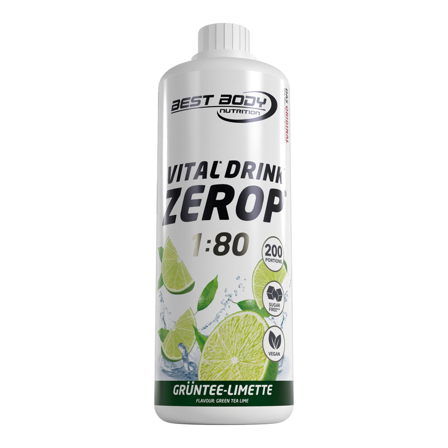Best Body Nutrition ZEROP Vital Zuckerfreies Getränkekonzentrat Sirup Kirsche Ohne Aspartam 1 L ergibt 80 L Getränk Fitness Drink mit Vitaminen B1 B6 Niacin Kalorienarm Wassersprudler