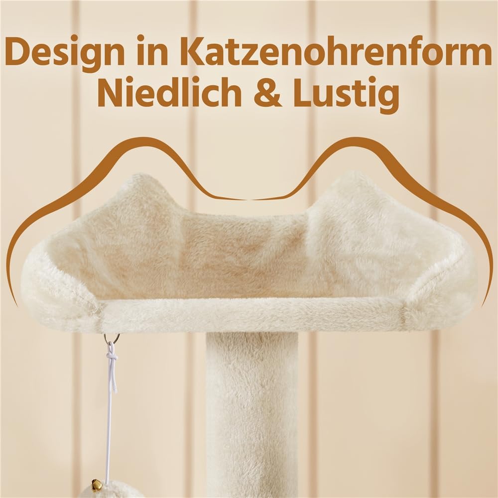 Yaheetech Kratzbaum Groß, 139 cm hoch, Mehrstöckiger Katzenbaum Kletterturm mit 3 Kratzsäulen, 3 Plattformen, 2 Gemütlichen Höhlen, 2 Plüschbällen, Stabiler Aktivitätsbereich für Katzen, Dunkelgrau